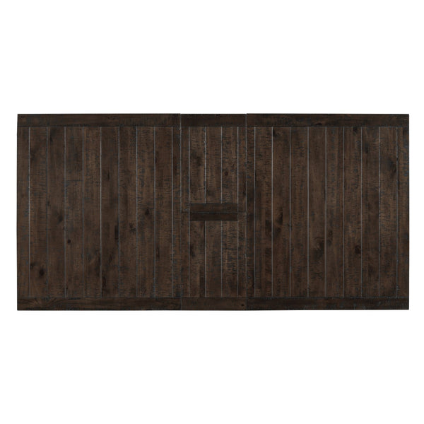 English Elm TOPMAX 7-Piece Extendable Dining Set with 12" Self-Hidden Butterfly Leaf and Upholstered Chairs, Distressed White Wire-Brushed Finish Brown SP000059AAD