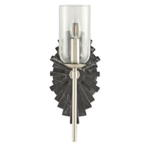 Benthos Black Wall Sconce - Elegant Marquino Marble Design with Starburst Pattern for Bathrooms