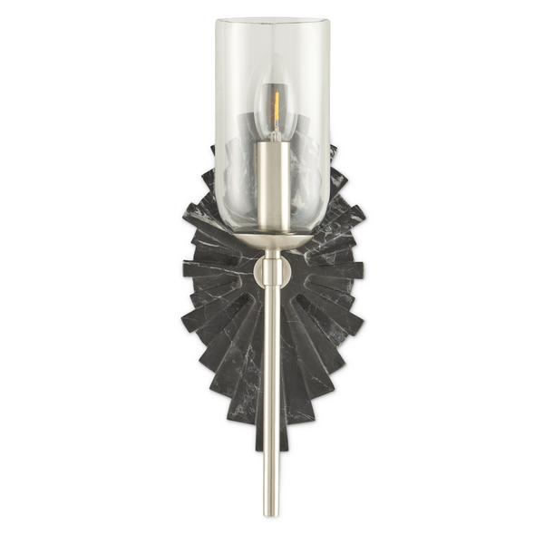 Benthos Black Wall Sconce - Elegant Marquino Marble Design with Starburst Pattern for Bathrooms
