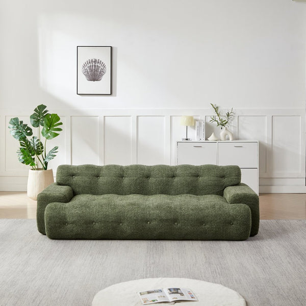 English Elm [video]87.4-inch Cloud Series Chenille Three-seater Sofa with Tufted Square Arms for Living Rooms Green W3505P383949