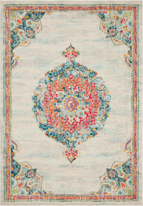 Unique Loom Penrose Alexis Machine Made Medallion Rug Ivory, Black/Blue/Gold/Green/Orange/Red/Pink 9' 10" x 13' 11"