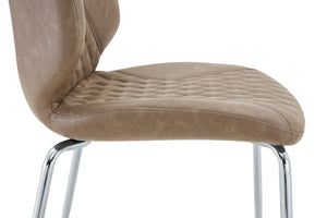 English Elm Dark Oil Waxed Faux Leather Dining Chair Set with Diamond Tufted High Back Metal Legs W3493P444879