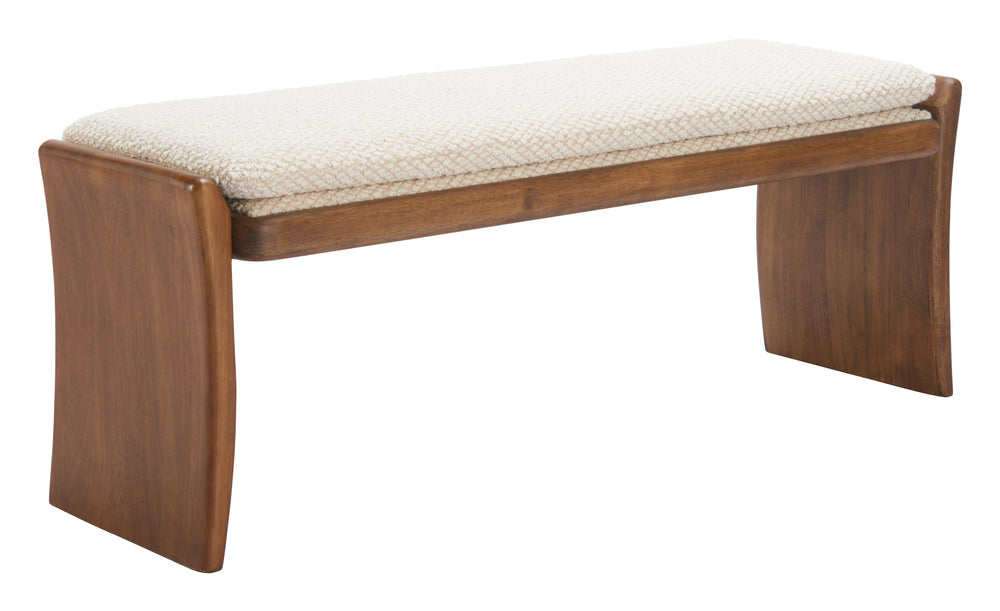 Zuo Modern Lafa Bench Beige - Chic Modern Design, Versatile Home Seating, High-quality Fabric & Wood Construction Beige 100% Polyester,Plywood,Rubberwood 110472-zuo-modern