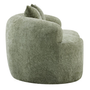 English Elm Green Curved Loveseat Sofa with Round Armrest, Foam & Spring Comfort, 2 Pillows, No Assembly, Compact W3612P348746