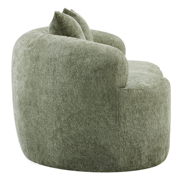 English Elm Green Curved Loveseat Sofa with Round Armrest, Foam & Spring Comfort, 2 Pillows, No Assembly, Compact W3612P348746