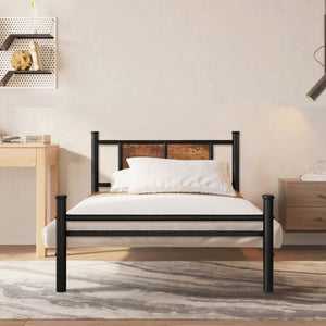 English Elm Twin Platform Bed with Wood Headboard Steel Frame No Box Spring Guest Room W3286P308613