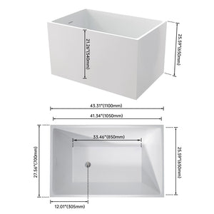 English Elm 43" Acrylic Freestanding Soaking Tub with Built-in Seat Glossy White Modern Bath T3785P380645