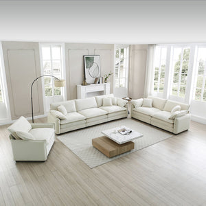 English Elm 3 Piece Oversized Sectional Sofa Set - Plush Beige Corduroy, Deep Seats, Modular Design For Any Space W714S00680