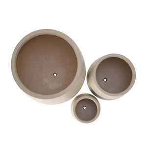 English Elm U_style Mgo Round Planter Set of Three Graduated Sizes for Patio and Indoor Decor N711P406658A