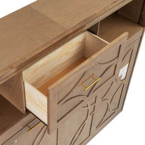 English Elm Twin Size Murphy Bed With Charging Station, Storage Drawer & Stylish Wood Finish For Space-Saving Design N7090004019D-GIGA