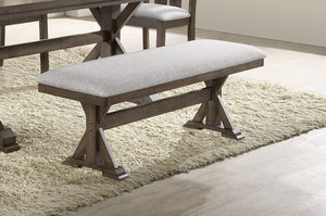 English Elm 1pc Rustic Upholstered Dining Bench with Exposed Wood Legs Cozy Mid-Century Farmhouse Seating 93 Brown 20.28 L x 39.57 W x 11.02 H B2741P370861