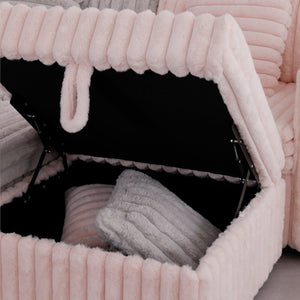 English Elm 106.3" Soft U-Shaped Modular Sofa With Hydraulic Lift Ottoman - Cozy, Stylish & Perfect For Any Space W1767S00022