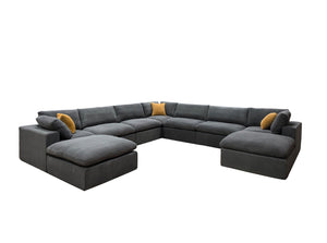 English Elm Coffee Bean Textured Modular Sectional Low Profile Lounge Sofa with Toss Pillows Light Gray B2748S00073