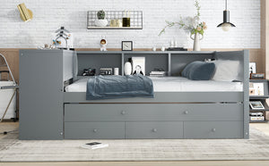 English Elm Full Size Daybed With Trundle, Stylish Gray Frame, Storage Drawers, Desk & Ultimate Space Saver W1580S00206