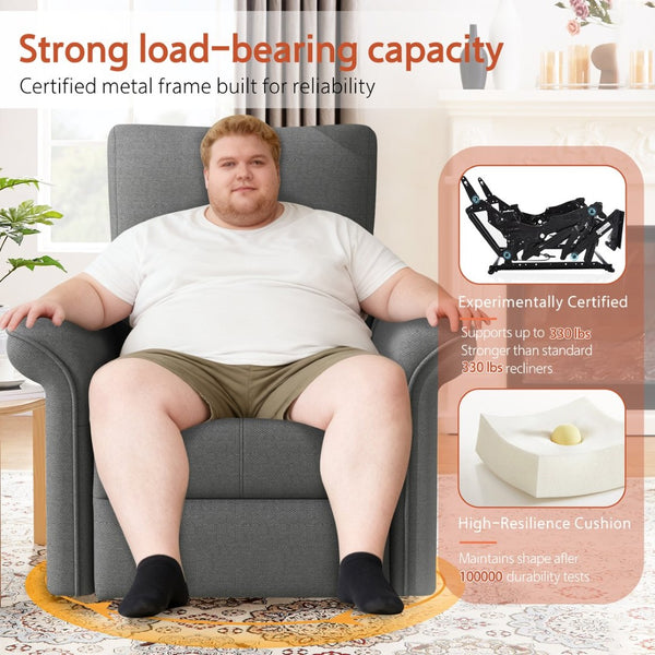 English Elm 270° Swivel Power Recliner Velvet Glider Rocker with Usb Ports for Living Room W1028S00057