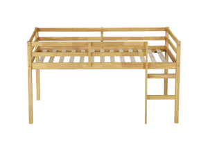 English Elm Solid Twin Loft Bed with Ladder and Reinforced Slats for Storage-Friendly, Space-Saving Bedrooms Natural W504P190954