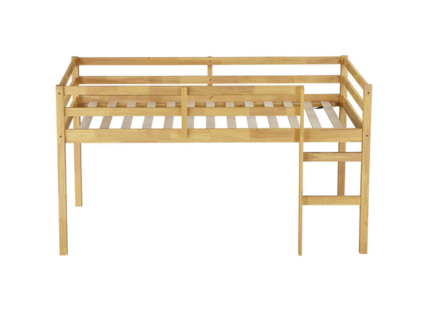 English Elm Solid Twin Loft Bed with Ladder and Reinforced Slats for Storage-Friendly, Space-Saving Bedrooms Natural W504P190954