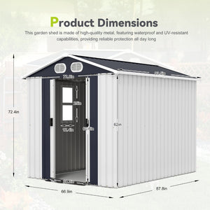 English Elm Campcraft 8x6 Outdoor Metal Storage Shed with Lockable Doors and Ventilation for Backyard White W1598S00045