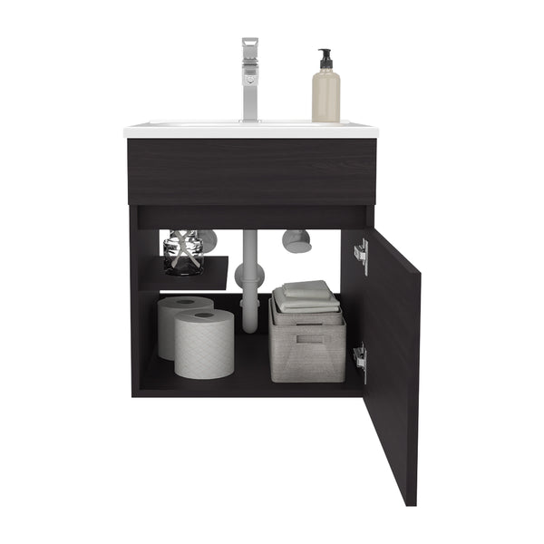 English Elm Newell Black Vanity Sink Cabinet with Shelves & Large Storage, Engineered Wood, Durable Finish B092P360644
