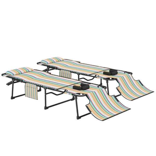 English Elm Outdoor Folding Chaise Lounges Set of Two with Bungee Mesh and Steel Frame T3971P454910