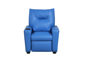 English Elm Perline Kids PVC Recliner Chair with Built-In Cupholder, Easy-Clean Luxury Seat for Children Blue B061P236760