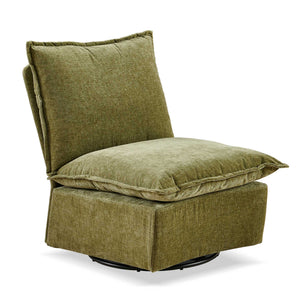 English Elm Detachable Chenille Swivel Rocking Chair with Ergonomic Curved Back, Metal Legs, Plush Comfort Green W1164P190849