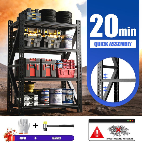 English Elm Heavy Steel Garage Shelving Unit Industrial Storage Rack 4000 Lb Welded Frame T2398P480396