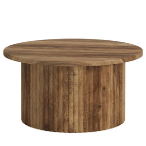 English Elm Stylish Round Coffee Table with Engineered Wood Top and Open Metal Base for Living Rooms T3971P459887