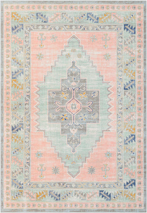 Unique Loom Whitney Geneva Machine Made Border Rug Pink, Blue/Light Blue/Gray 7' 1" x 10' 0"