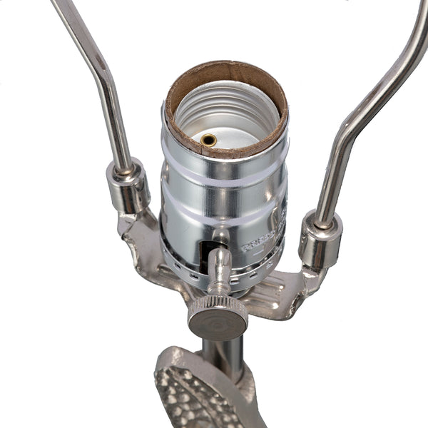 English Elm D15x29.3" Marble Base Table Lamp with Nickel Leaf Accent, White Drum Shade, Modern Accent Light W2078P399243