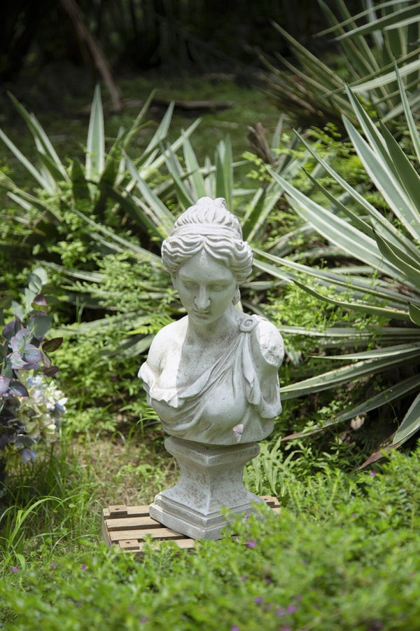 English Elm 10x9x22" Classical Female Bust Magnesium Sculpture Indoor Outdoor Garden Pedestal Accent W2078P494899