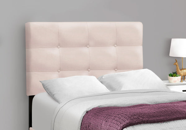 English Elm Bed, Twin Size Upholstered Velvet Platform Bed Frame with Tufted Headboard, Sturdy Slat Base Pink 45 L x 26 W x 4 H B2710P219514