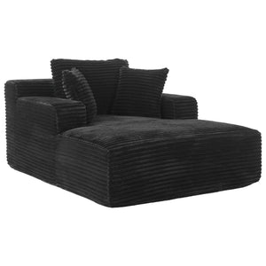 English Elm Full- Corduroy Chaise Lounge Sofa Bed 48.8" Deep Seating Modern Sleeper with Plush Pillows Black N719P288545B