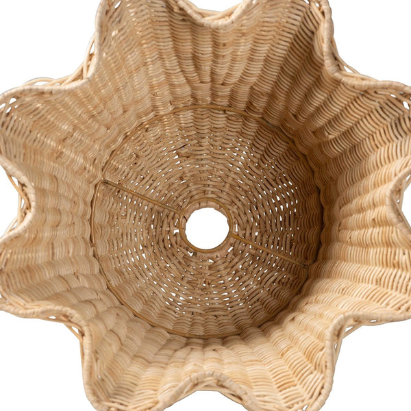 English Elm Bohemian Hand Woven Rattan Pendant Shade Bell Silhouette Scalloped Coastal Decor B2750P467785