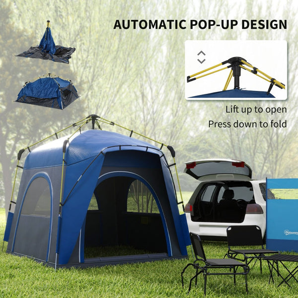English Elm Outsunny 4 Person Hydraulic Pop up Camping Tent with Ventilated Windows Carry Bag W2225P229407