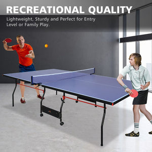 English Elm Double Fish Regulation 9 Ft Mdf Folding Table Tennis with Paddles Balls and Net Set W3087P250961