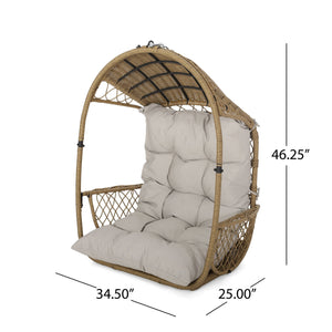 English Elm Christopher Knight Home® - Malia Wicker Hanging Chair With Plush Cushion - Stylish Indoor/Outdoor Seating For Relaxation & Comfort 67677.00LBGE