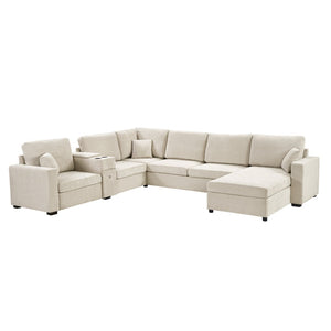 English Elm Swivel Barrel Accent Chair Chenille Tufted Round Club Seat for Living Room Lounge Beige N719S002350A