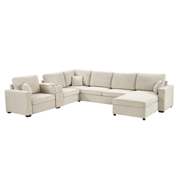 English Elm Swivel Barrel Accent Chair Chenille Tufted Round Club Seat for Living Room Lounge Beige N719S002350A