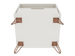 English Elm Rockefeller 20" Nightstand with Drawer and Open Shelf, Metal Splayed Legs, Modern Storage Accent Off White B365P398158