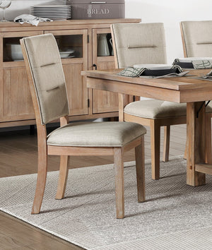 English Elm Light Oak Upholstered Ladderback Dining Chairs Set of 2 – Rustic Acacia Veneer, Beige Seat, 39.5" H B011P238899