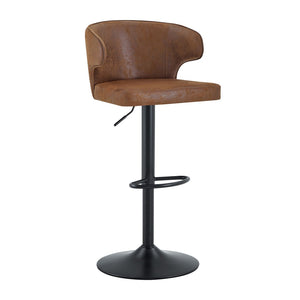 English Elm Modern Oil-wax Upholstered Swivel Barstools with Ergonomic High Back for Kitchen Islands W2920P419851