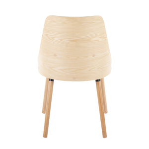 English Elm Anabelle Mid-Century Dining Chair Set of 2 – Natural Bent Wood Frame, Grey Padded Woven Upholstery, Stylish Comfort B202P223417