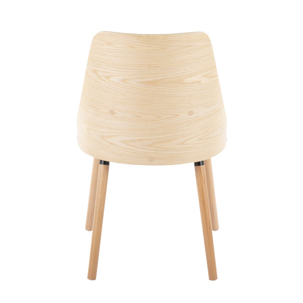 English Elm Anabelle Mid-Century Dining Chair Set of 2 – Natural Bent Wood Frame, Grey Padded Woven Upholstery, Stylish Comfort B202P223417