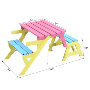 English Elm KID'S Multi-Functional Arm Chair Table Set with 2 Benches - Blue/Pink Wooden Kids Activity Furniture W495P170202