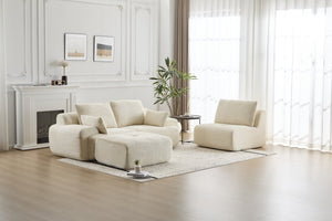 English Elm Modern Memory Foam Compressed Sofa — Pet-Friendly Corduroy Modular Sectional, Cloud-Like Comfort, No Assembly Beige W3723S00013