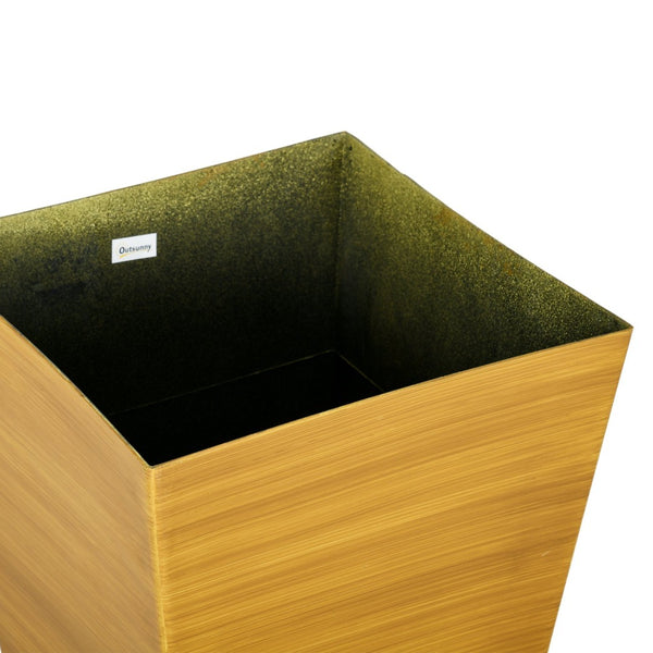 English Elm Outsunny 28" Tall Faux Wood Planters Set Of 3 - Stylish, Durable Flower Pots For Indoor & Outdoor Use W2225P174495-GIGA