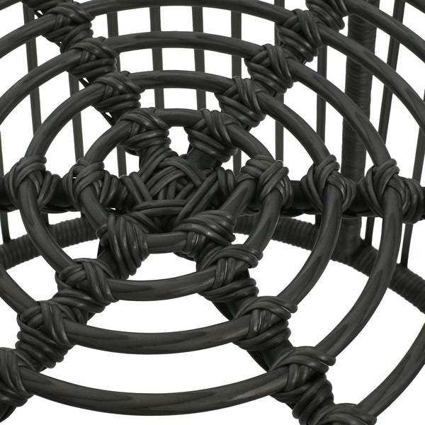 English Elm Christopher Knight Home® - ELAINE Wicker High Back Chair & Cage Side Table Set in Grey — PE Rattan, Water-Resistant Cushions, Retro Papasan Base (2-Piece) N775P188543G