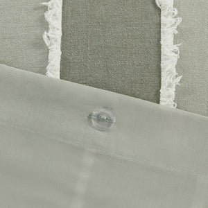 JLA Home INK+IVY - 3 Piece Striped Cotton Duvet Cover Set — Breathable 100% Cotton, OEKO-TEX, Button Closure, Cozy Boho Retreat Sage II12-1322