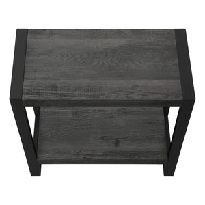 English Elm Accent C-Shaped Side Table with Reclaimed Wood-Look Top and Sleek Metal Frame for Small Spaces Black 28 L x 15 W x 9 H B2710P219149